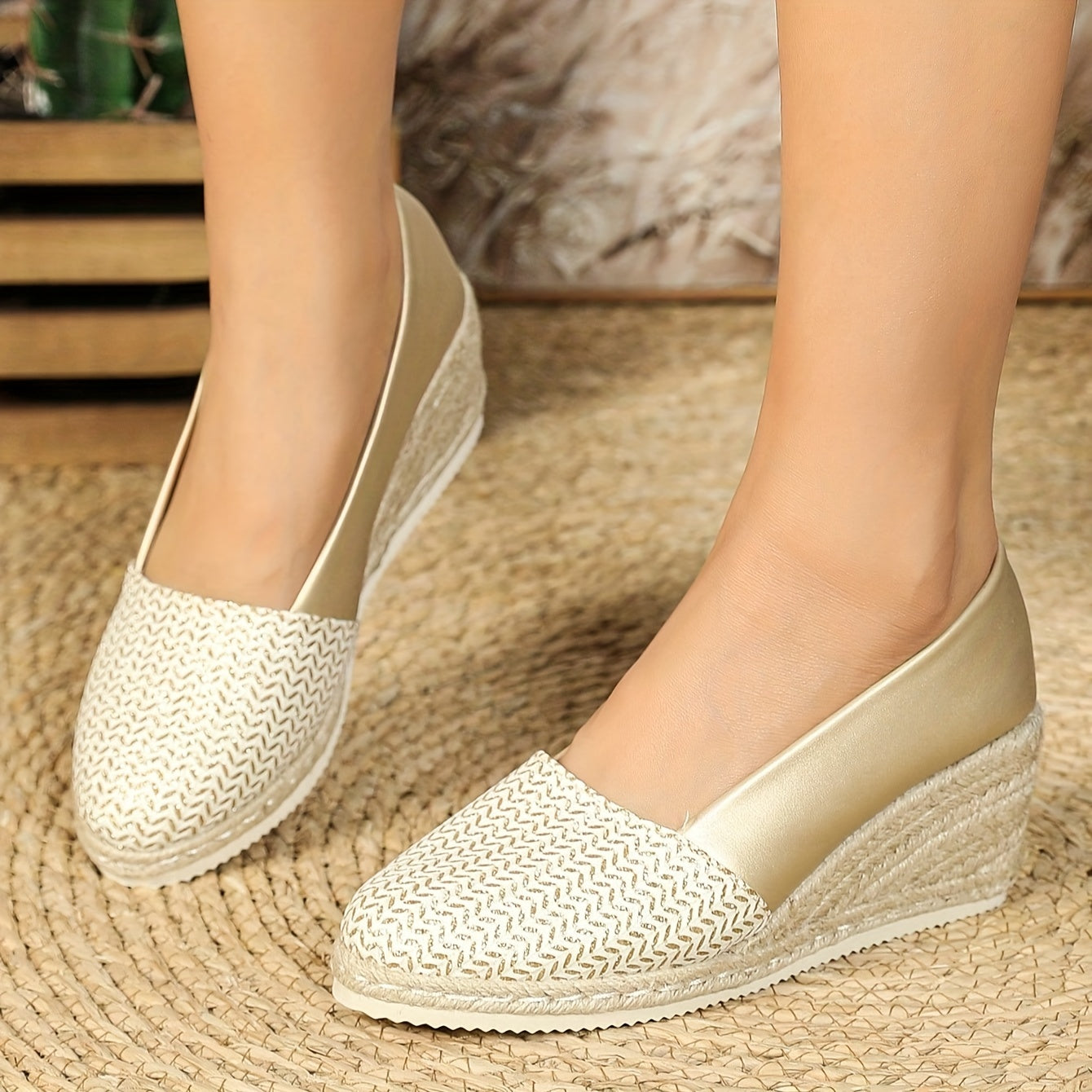 Women’s Casual Striped Wedge Heels with Spike Embellishments Synthetic Platform Shoes