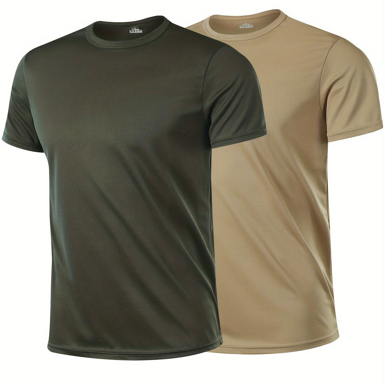 Men's Short Sleeve Crew Neck T-Shirts Pack of Two Polyester Casual Summer Active