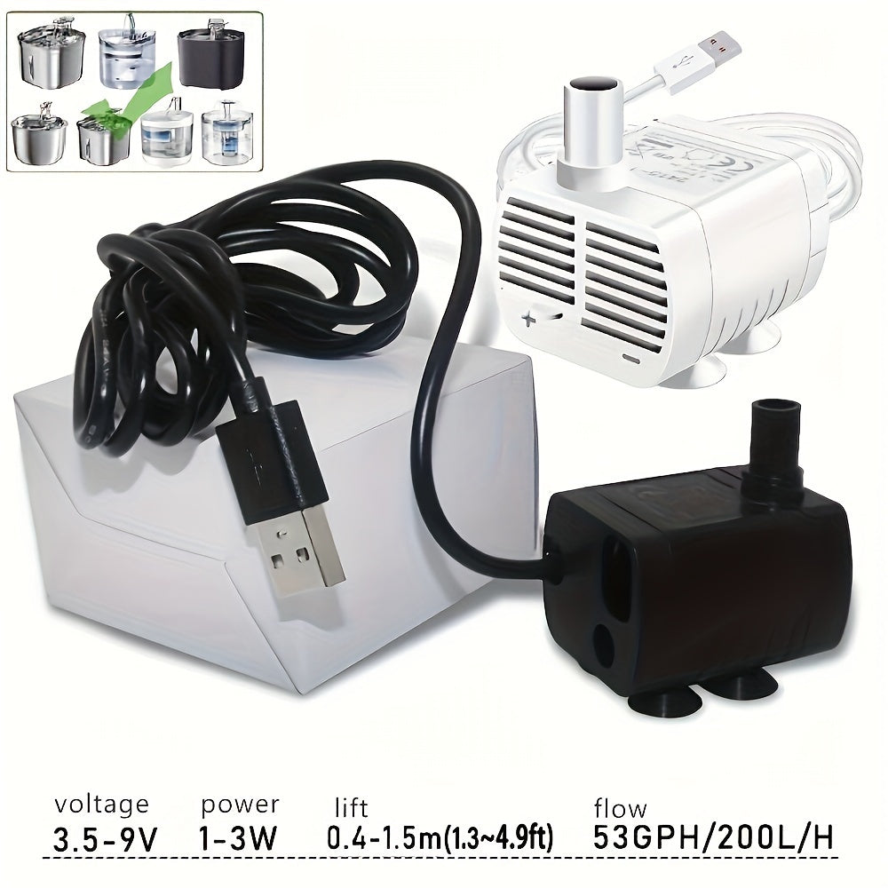 USB Mini Water Pump 53GPH Aquarium Fountain Submersible Low Noise