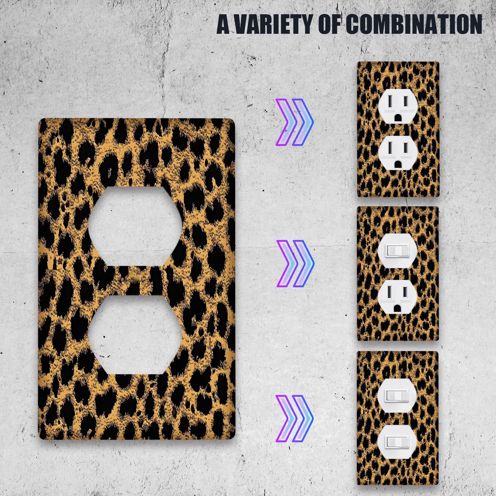 Leopard Print Thermoplastic Light Switch Cover for Indoor Outdoor Use