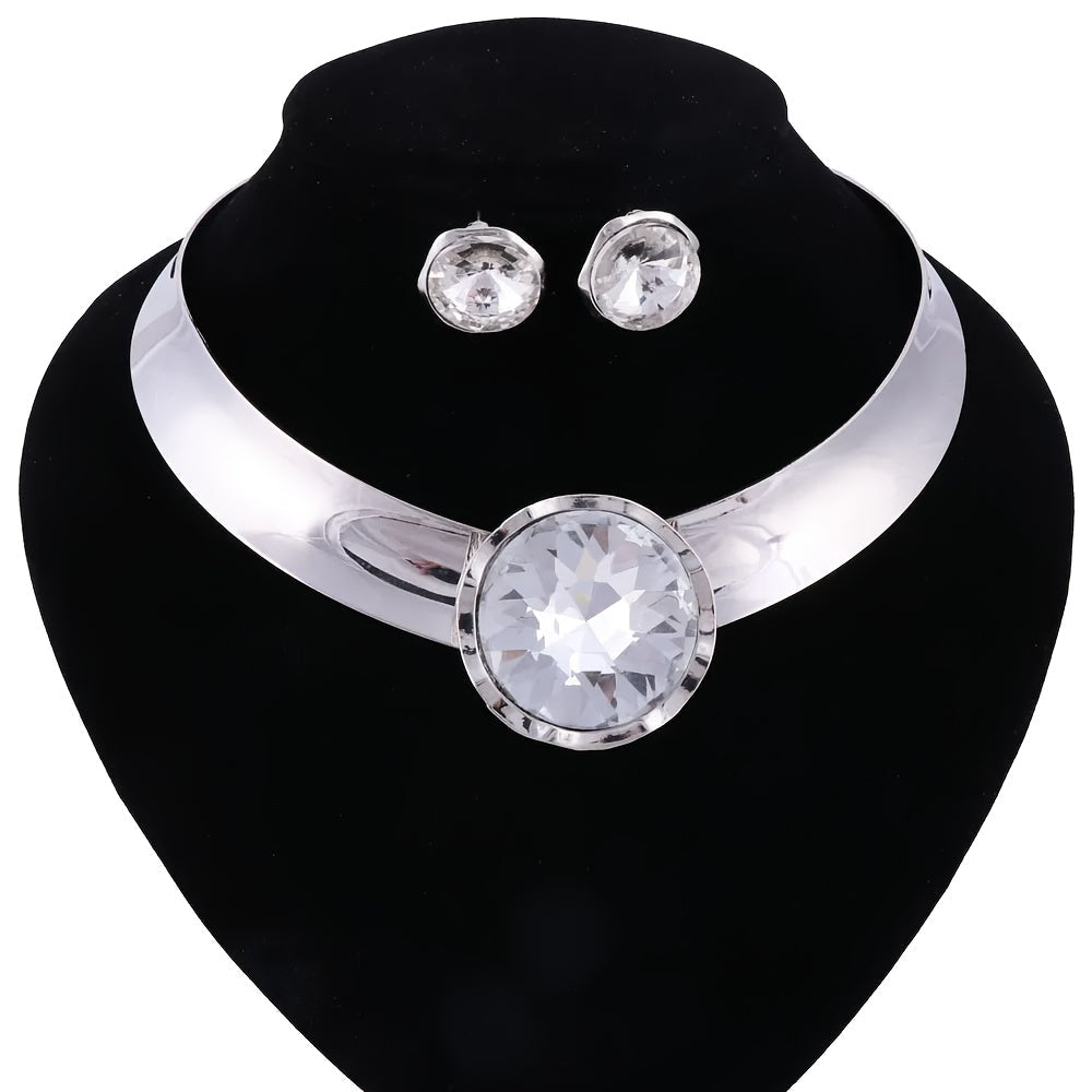 Ayollar uchun sintetik qizil toshlar bilan zargarlik buyumlari to'plami, alyuminiy chokeri va sirg'alar