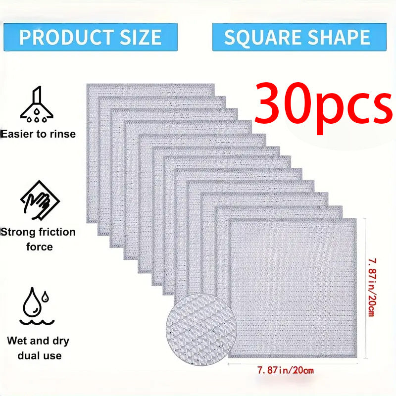 Microfiber Kitchen Scrub Sponges 30-Pack Reusable Non-Scratch Steel Pads