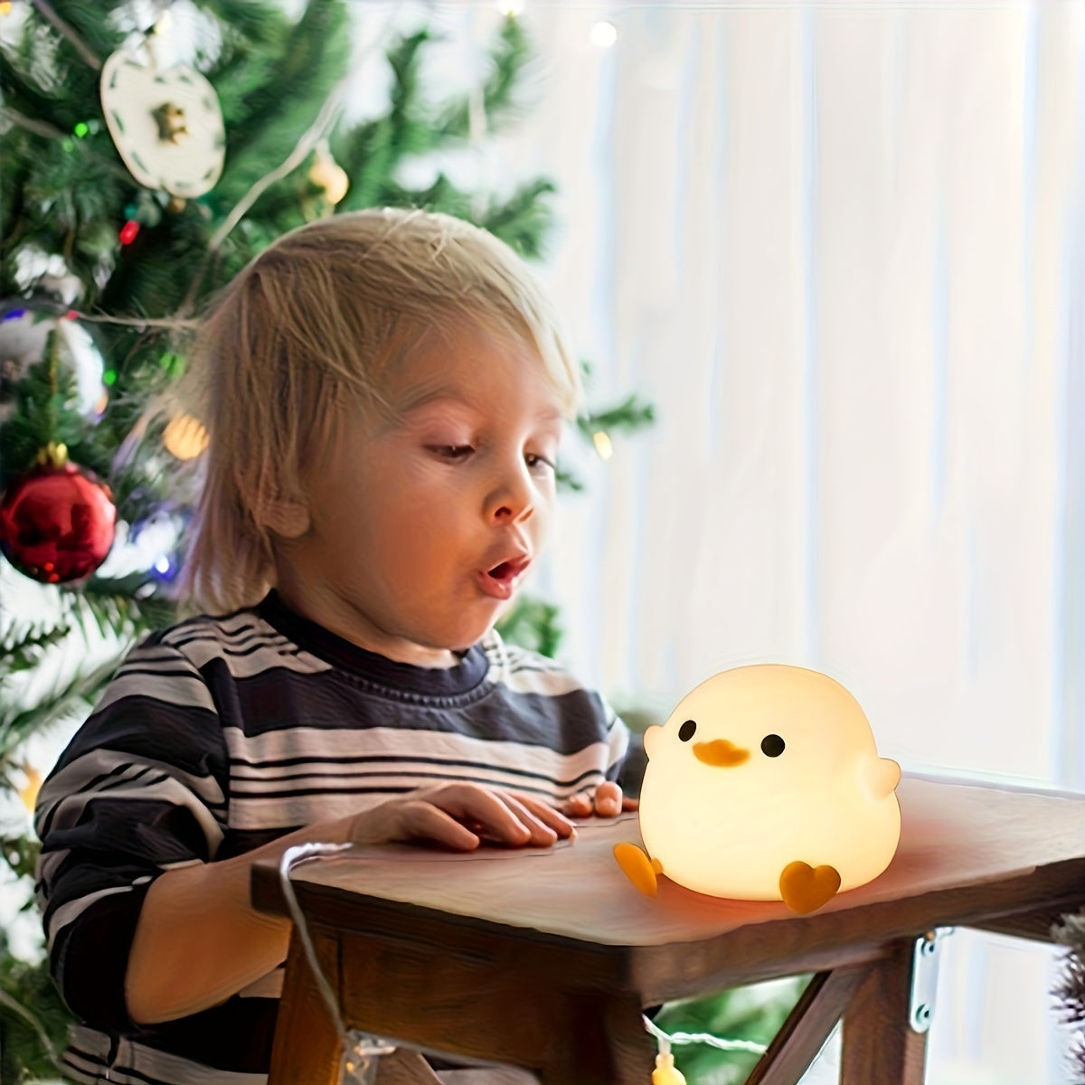 Silicone Duck Night Light for Kids USB Rechargeable Bedside Lamp Soft Eye-Safe Decor