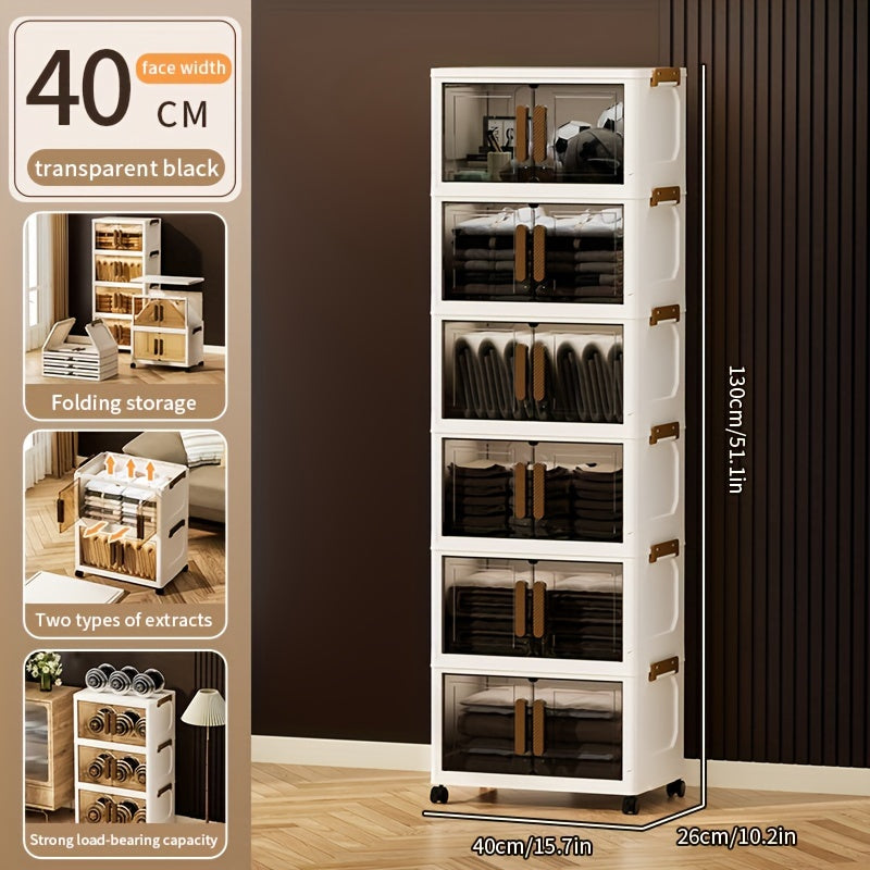 Складные пластиковые контейнеры для хранения на 5 уровней с крышками и колесами для шкафов, ванных комнат, офисов и общежитий.