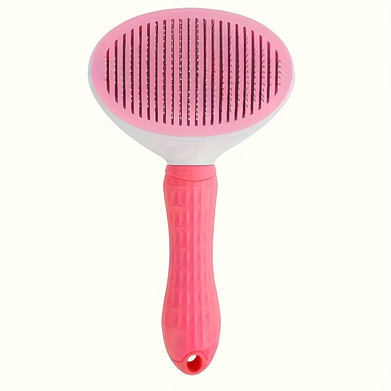 Pet Grooming Brush for Dogs and Cats with One-Click Hair Removal PVC Handle Detangling Shedding