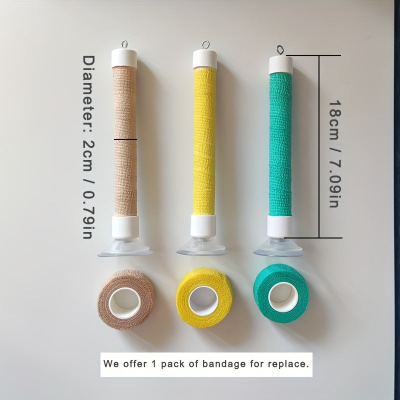 Colorful Parrot Bird Perch with Suction Cup Base and Replacement Bandage