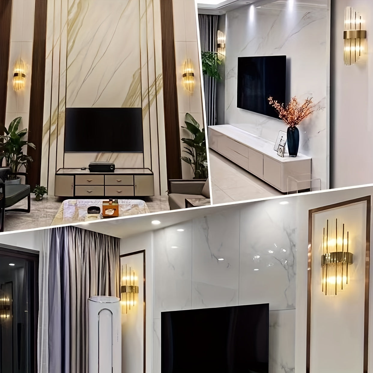 Lámpara de pared de cristal para dormitorio o sala de estar, estilo nórdico, empotrada, sin cables