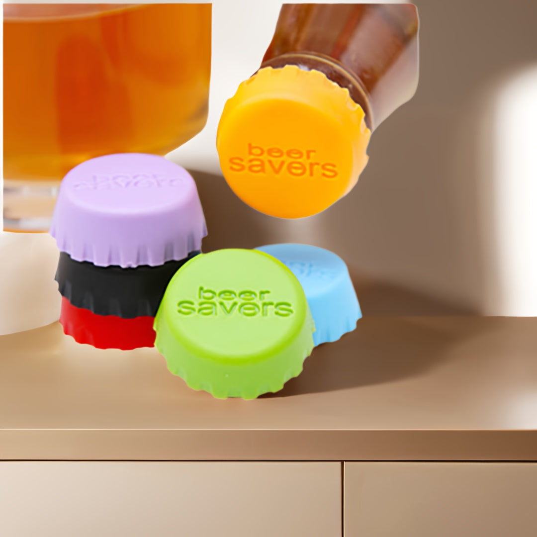 Silicone Beer Saver Bottle Stopper Reusable Caps for Beer Soda Wine 6-Pack