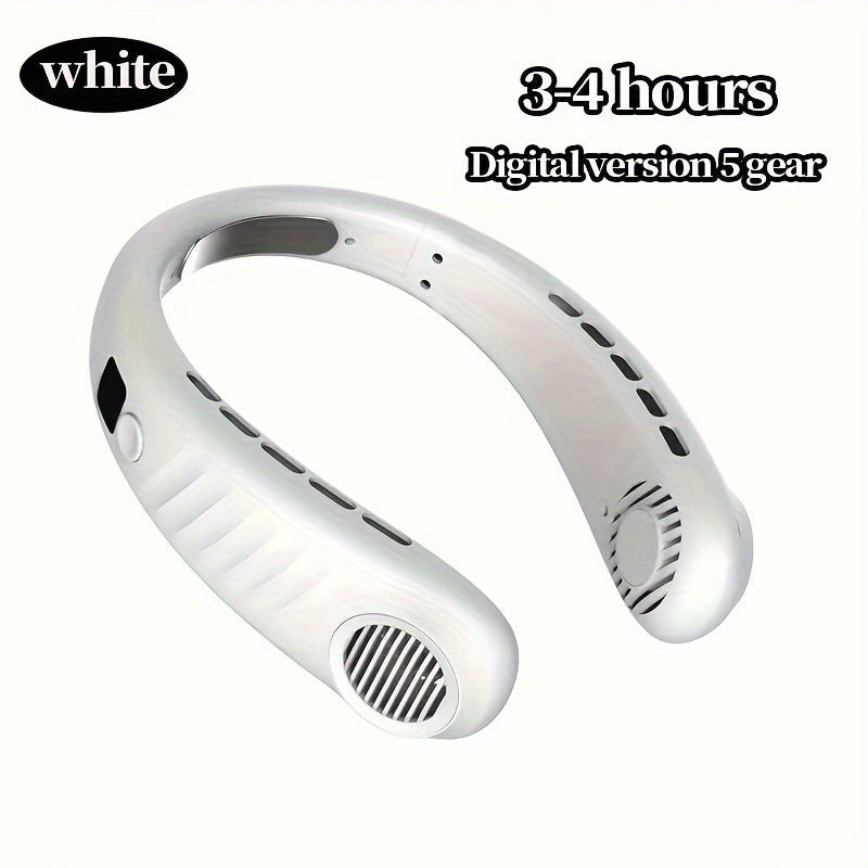 Portable Neck Fan USB Rechargeable Personal Cooling Device Adjustable Size 17.98cm