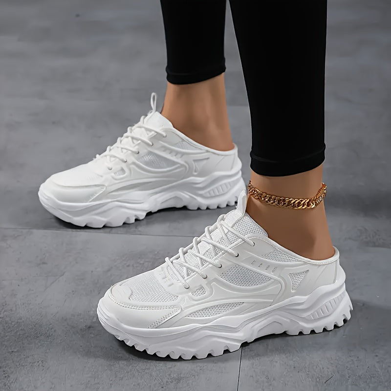 Women's Breathable Mules Slip-On Chunky Sole Casual Shoes