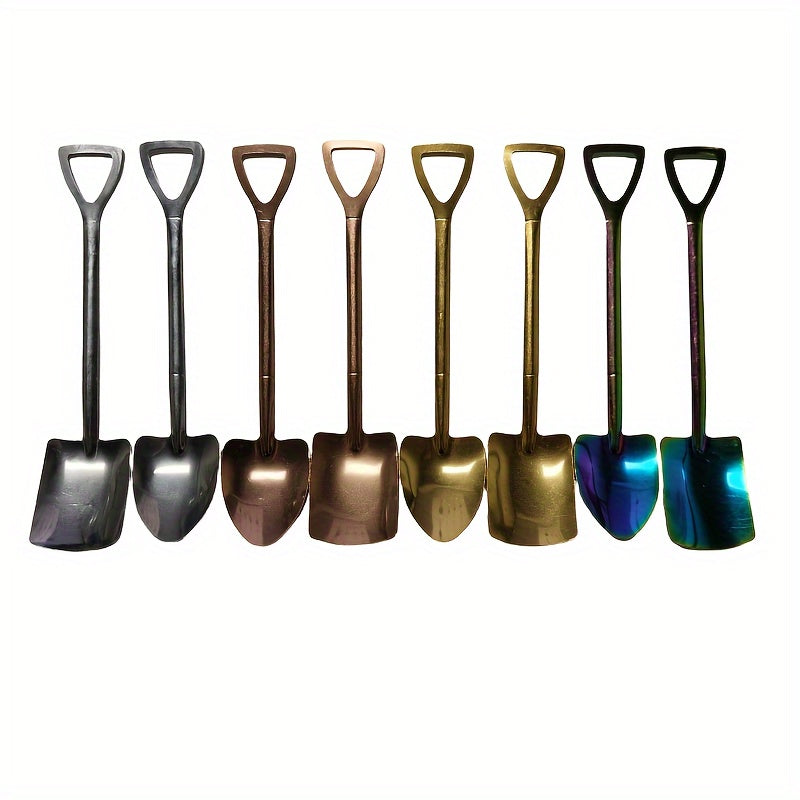 Set of 8 Mini Stainless Steel Shovel Spoons for Desserts Coffee Fruit Ice Cream