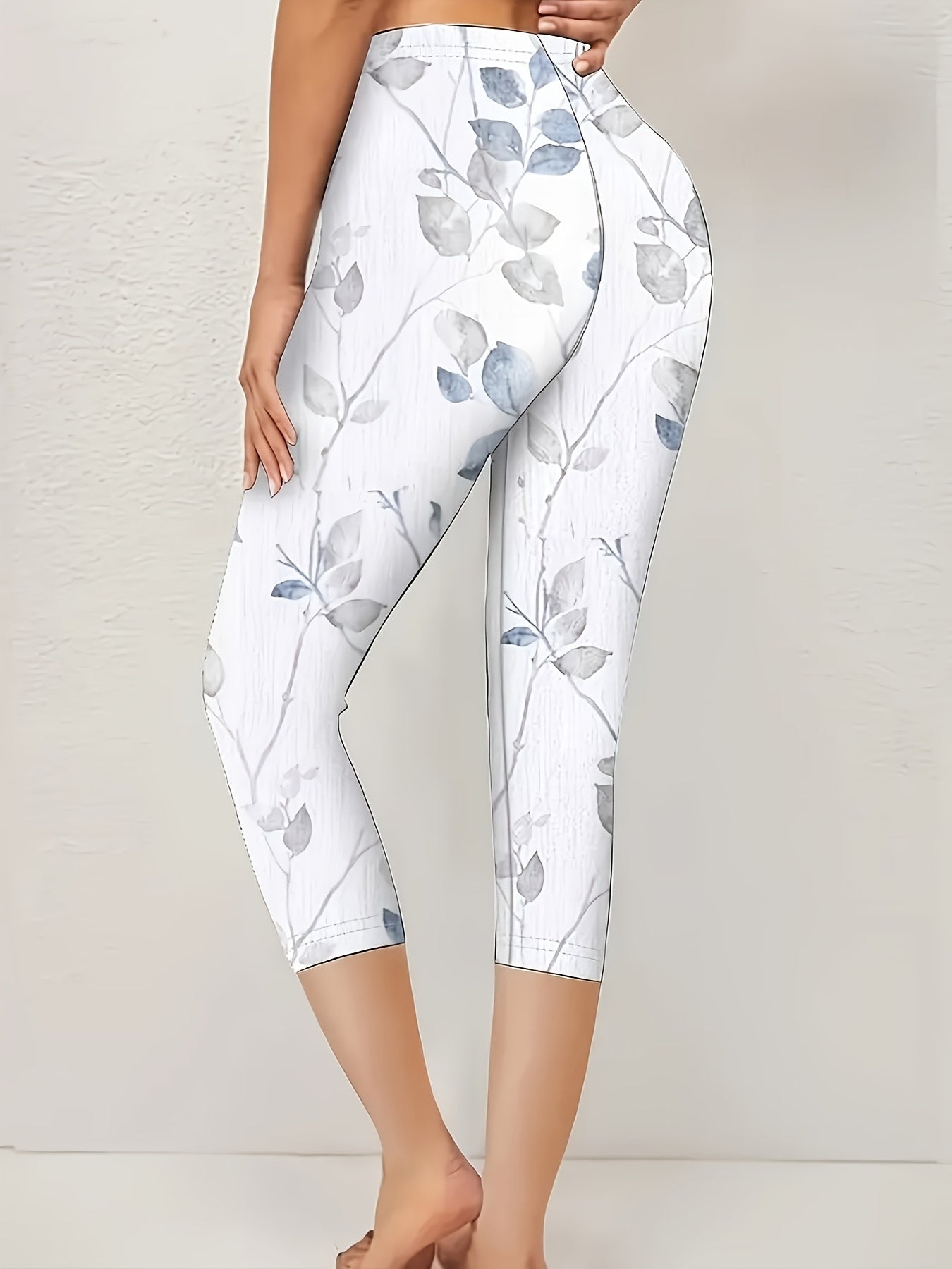 Women's Floral Print Plus Size Leggings Stretchy Non-See-Through