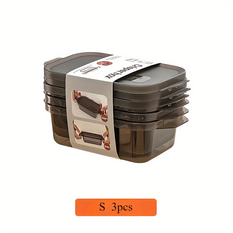 3 ta mikroto'lqinli xavfsiz plastik oziq-ovqat saqlash idishlari to'plami - ko'p maqsadli, xavfsiz klipli qopqoq, kvadrat dizayn, muzlatgich va mikroto'lqinli pechda foydalanish uchun xavfsiz, qulay oziq-ovqat saqlash uchun.