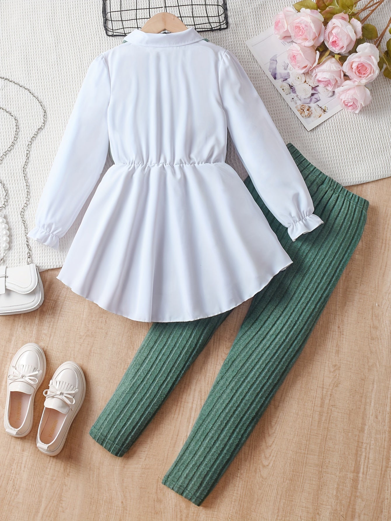 Girls Outfit Long Sleeve Blouse and Slim Pants Spring Fall Casual