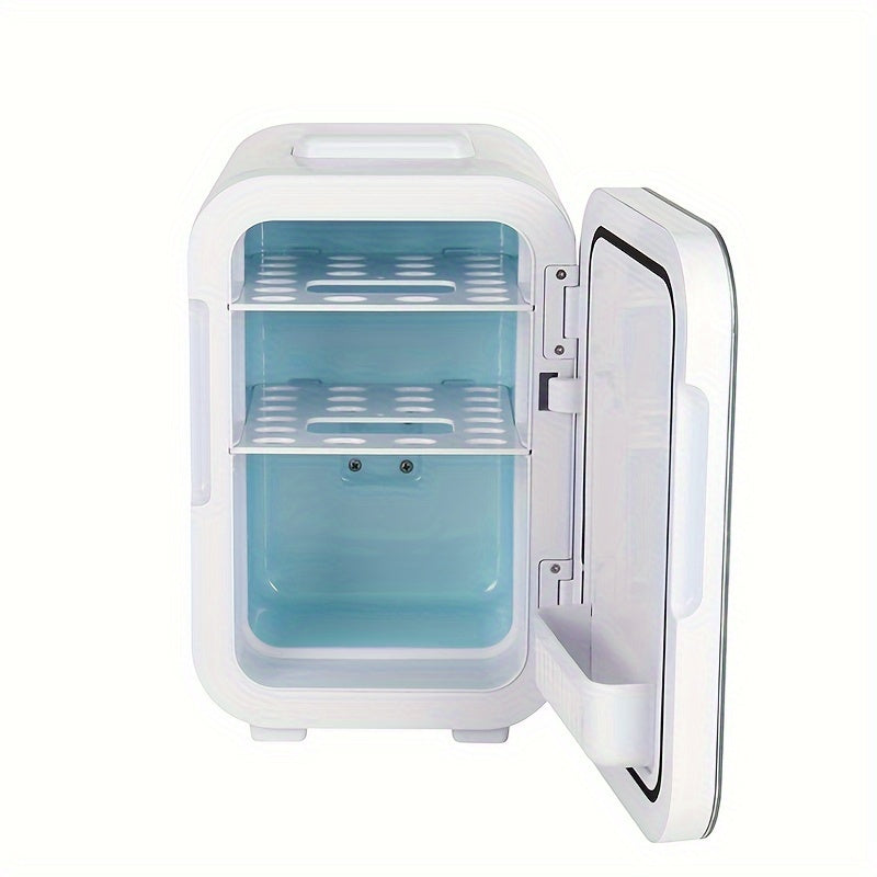 8L Car and Home Mini Refrigerator with Glass Panel, Dual-Use, Semiconductor Cooling