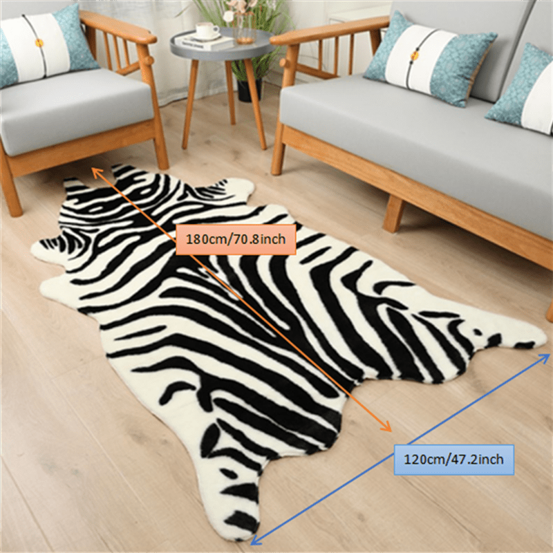 Alfombra de imitación de piel de vaca con estampado animal, resistente a las manchas, fácil de limpiar para sala de estar y dormitorio