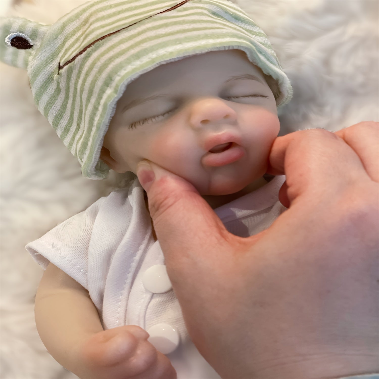 Reborn Doll 33cm Silicone Waterproof Openable Mouth Feeding Accessory Pink Outfit for Kids