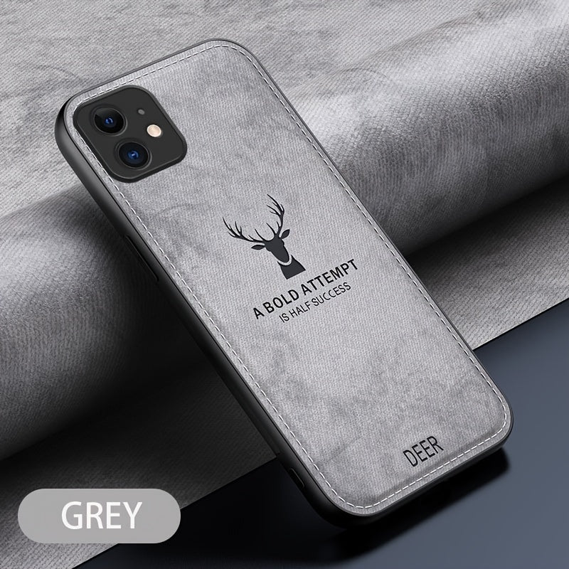 Faux Leather Deer Head Phone Case for iPhone Shockproof Slim Drop Resistant