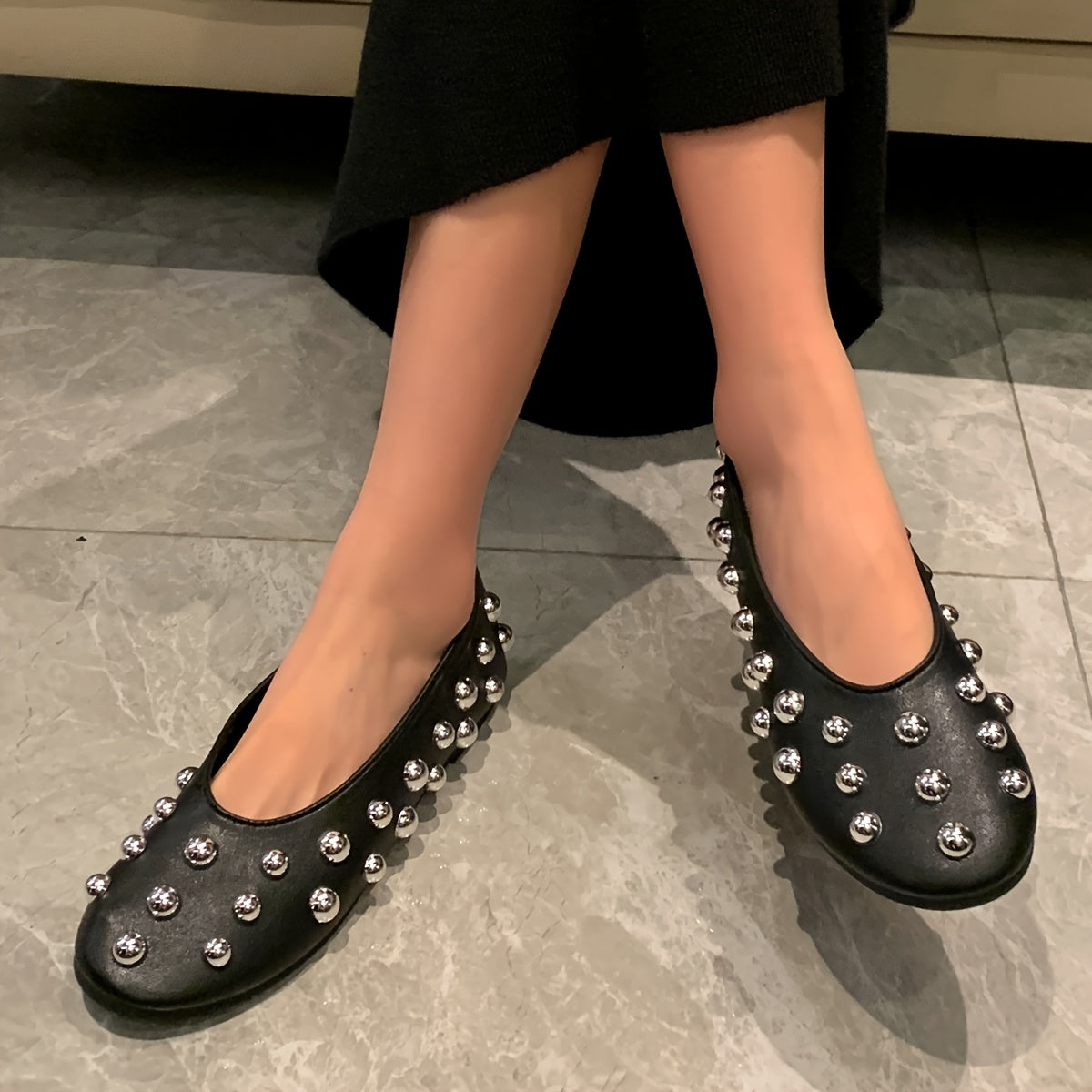 Women's Flat Shoes Leather All-Season Casual Round Toe Comfortable Flats