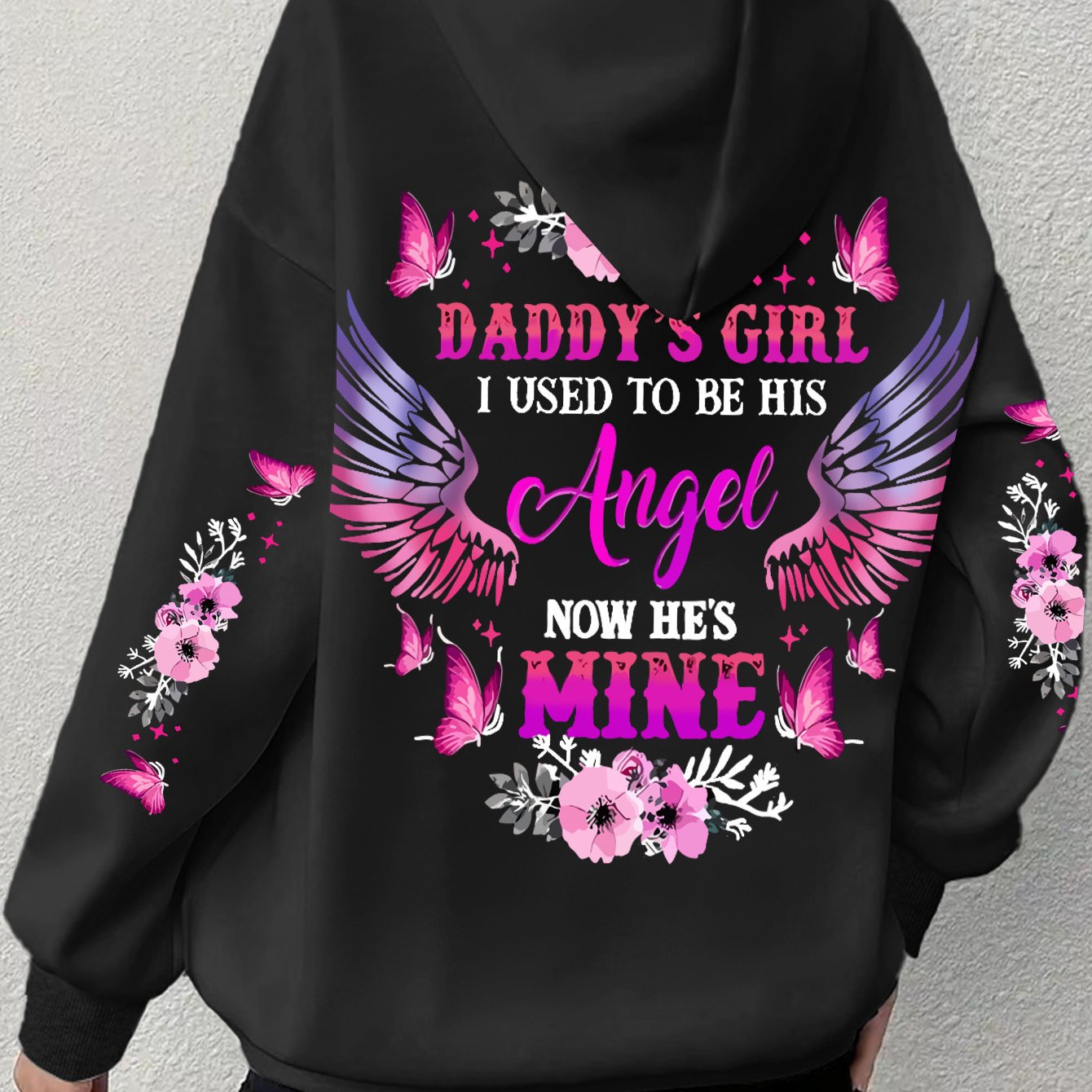 Women's Oversized Hoodie with Butterfly and Floral Print Soft Polyester Long Sleeve Casual Wear
