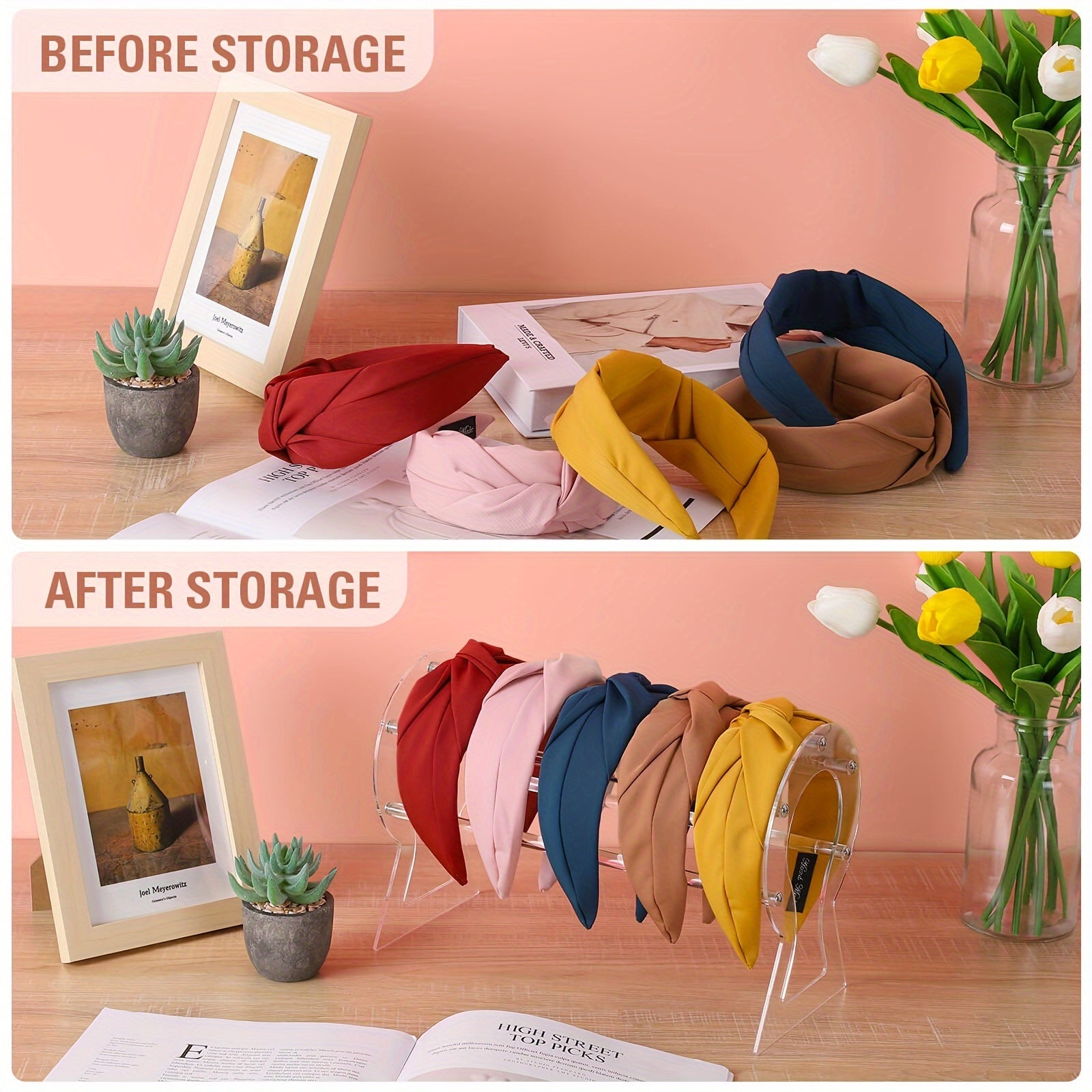 Transparent Headband Holder for Display and Storage of Hair Accessories