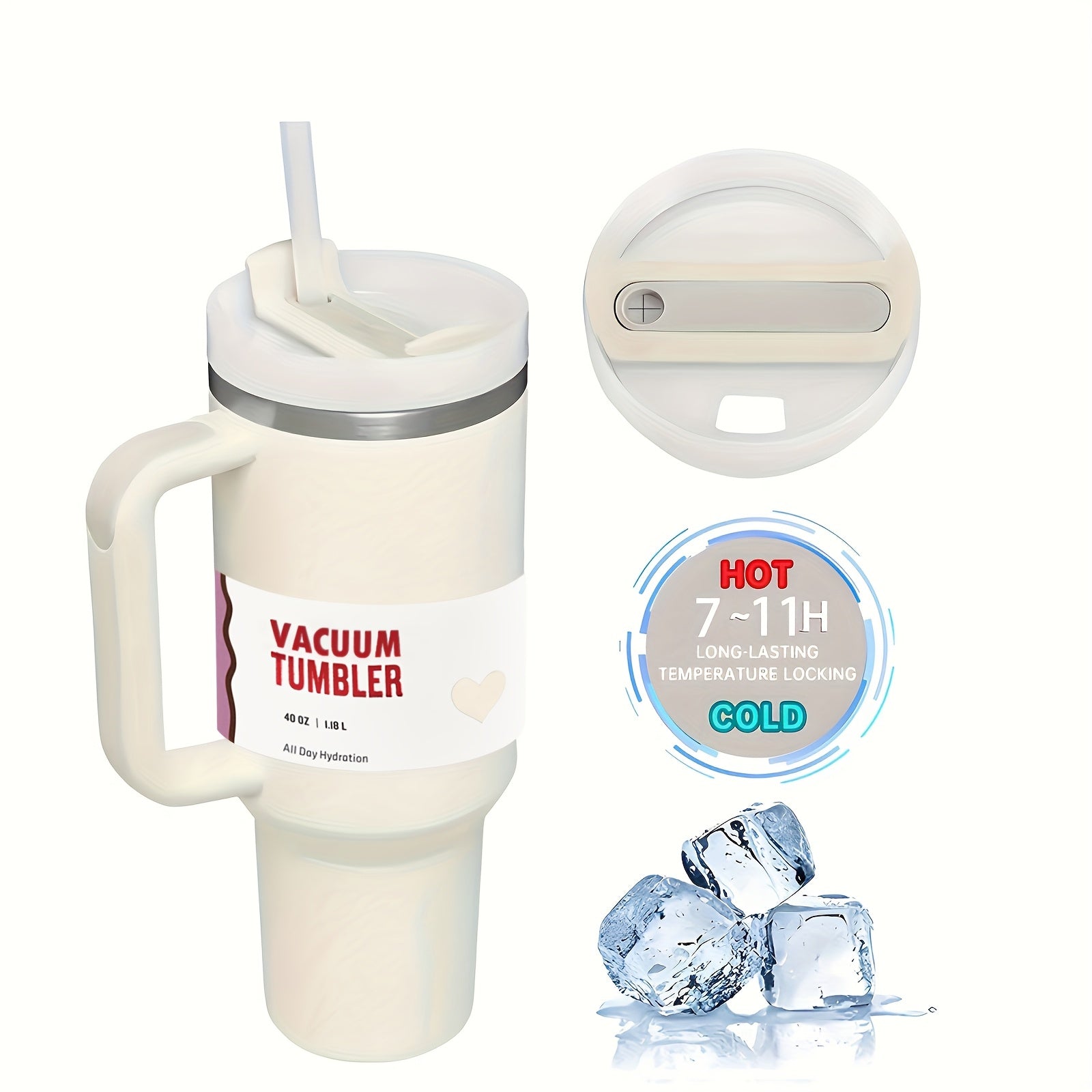 40oz Stainless Steel Travel Mug with Lid and Straw Double Wall BPA-Free Shatterproof Oval Design