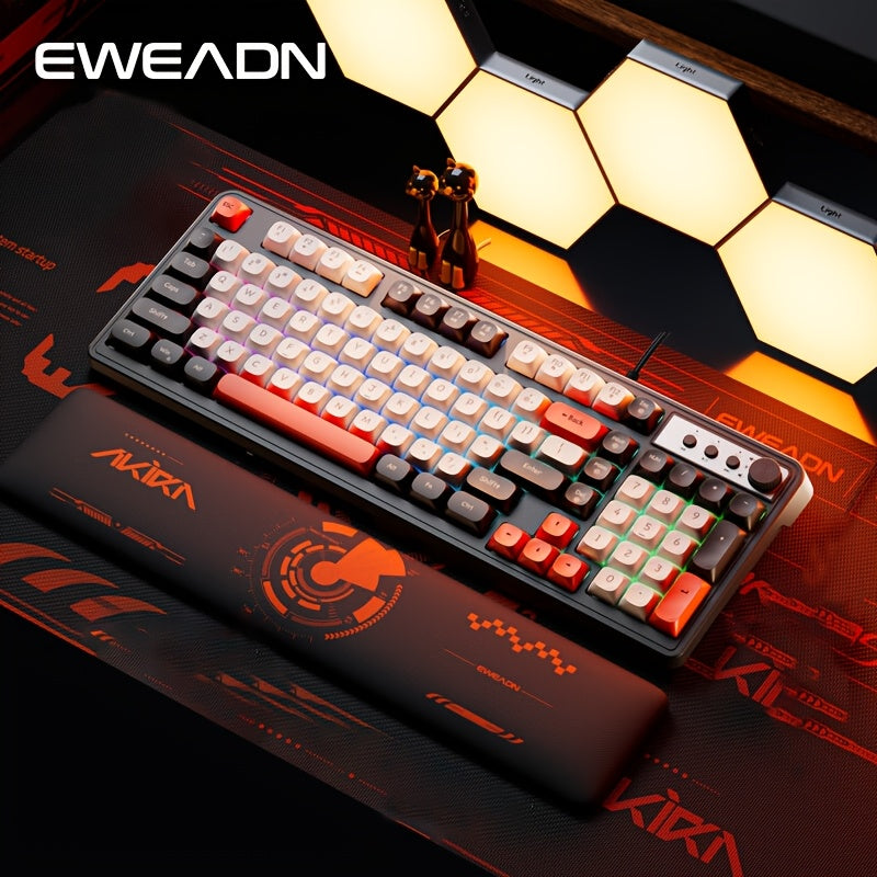 Gaming Keyboard with Rainbow Backlighting and Ergonomic Design for Office and Gaming Use