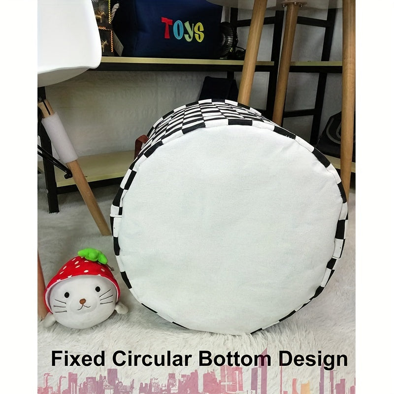 Canvas Fabric Collapsible Laundry Basket for Toys Clothes and Storage with Racing Flag Design