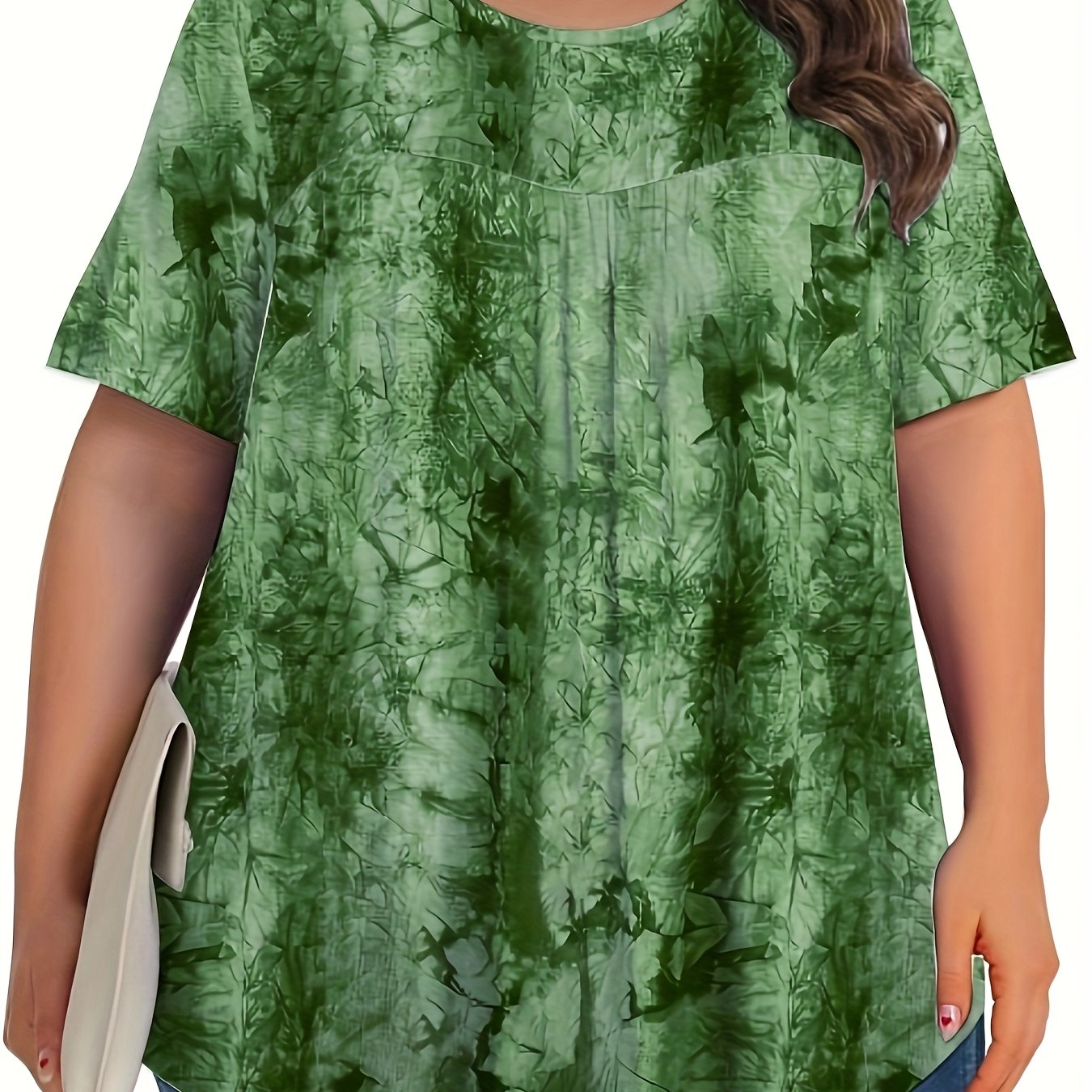 Plus Size Women's Floral Print Short Sleeve T-Shirt Casual All-Season Top