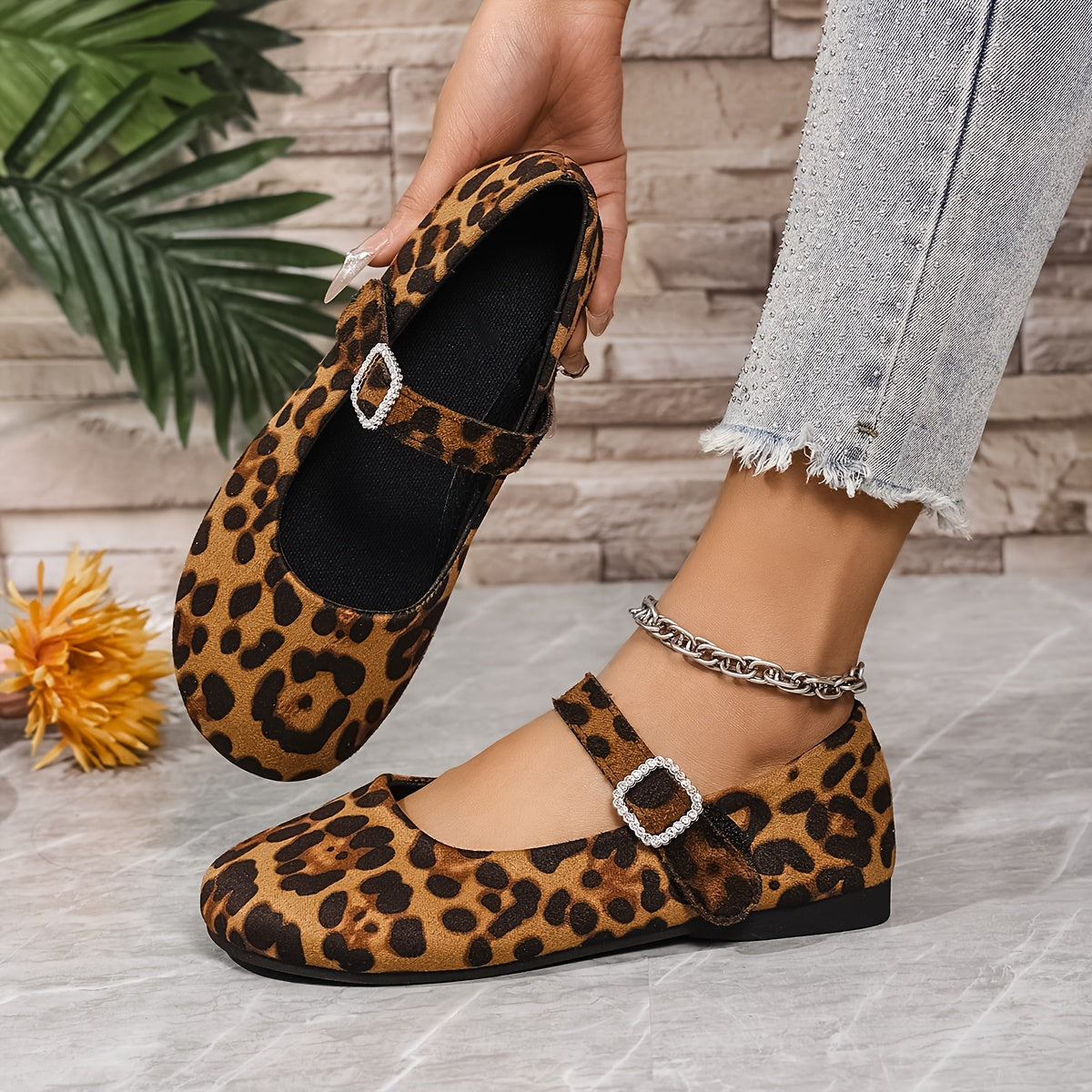 Ayollar Mary Jane tuflari, rhinestone tokchali, yashil, yengil fleece, qulay