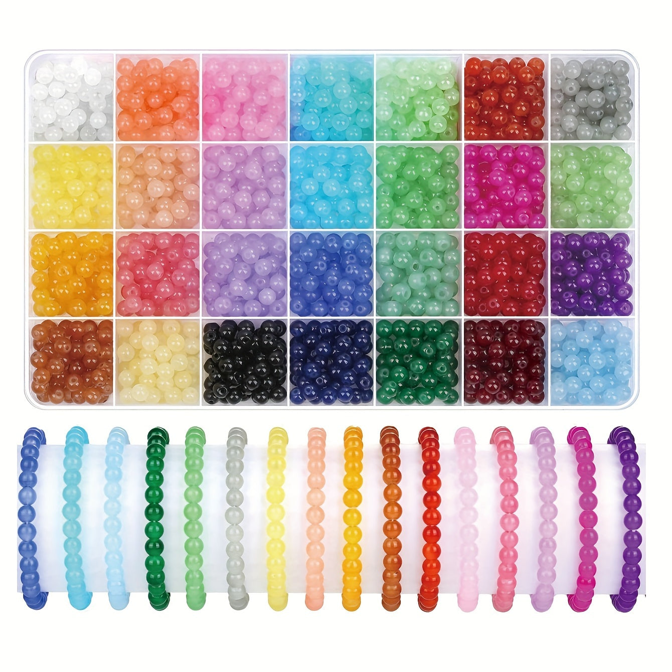 Set of 1400 Double Glass Jelly Beads 6mm for Jewelry Making and DIY Crafts