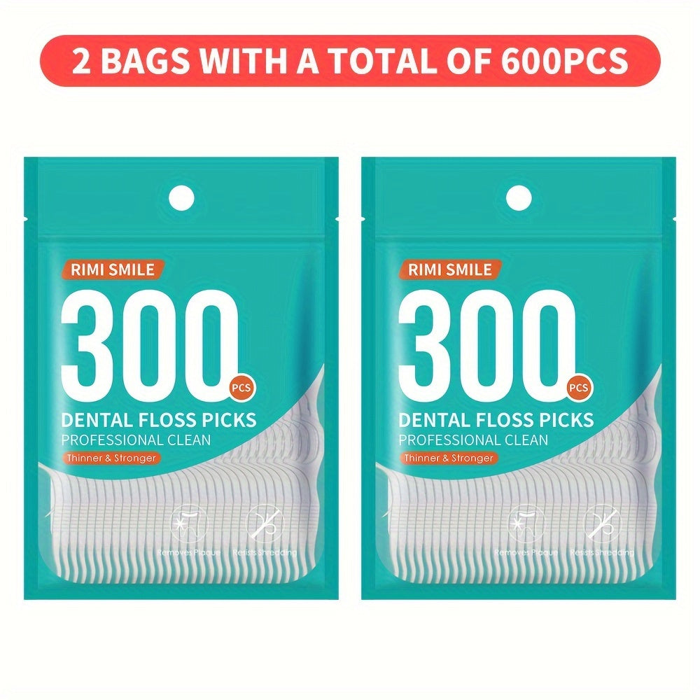 300 Count Unflavored Polyethylene Dental Floss Picks for Effective Tooth Cleaning