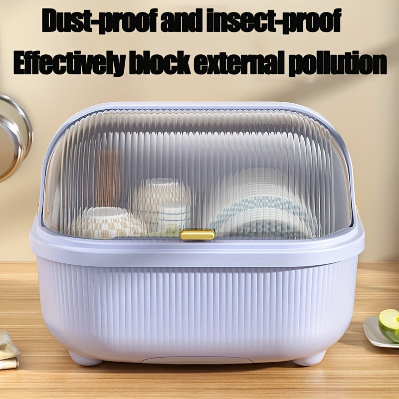 Large Capacity Kitchen Storage Box Plastic Dish Rack Organizer Dustproof