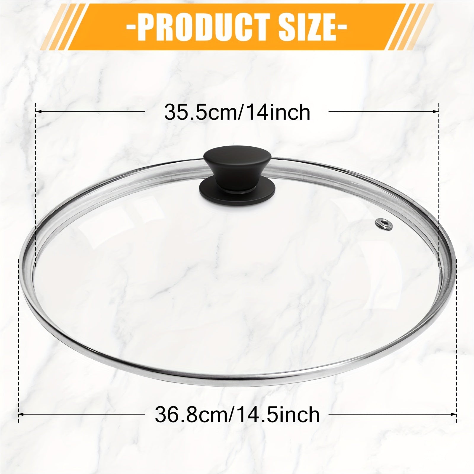 Universal Tempered Glass Lid for Frying Pan Skillet Cast Iron Pot 25.4cm 30.99cm 33.02cm 36.83cm