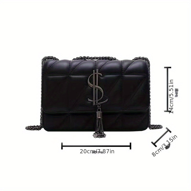 Urban Tartan Embroidered Messenger Bag with Tassel and Magnet Closure