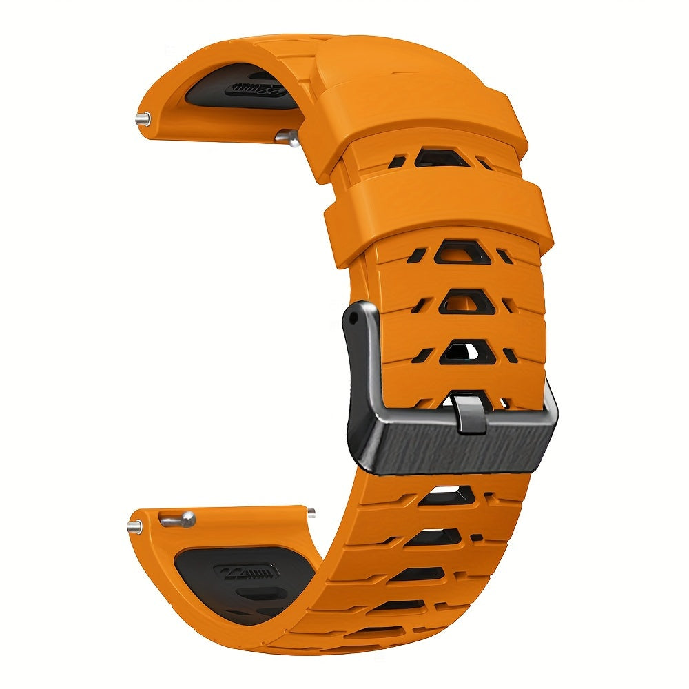 22mm Two-Tone Silicone Smart Watch Strap Breathable Adjustable Replacement for Sports Watches