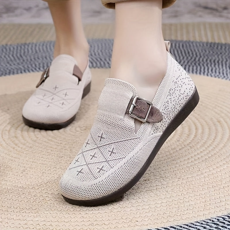 Women's Slip-On Flats Breathable Fabric Comfortable Walking Shoes