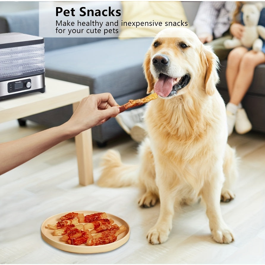 Deshidratador de alimentos con 5 bandejas, pantalla LED, temporizador digital, control de temperatura, enchufe EU