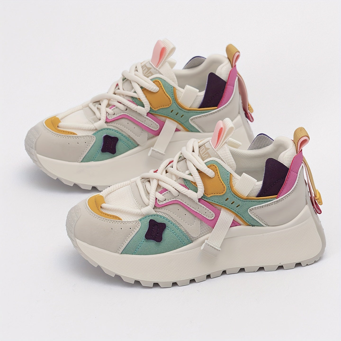 Women’s Mesh Casual Sneakers, Breathable Comfort, Color Block Design