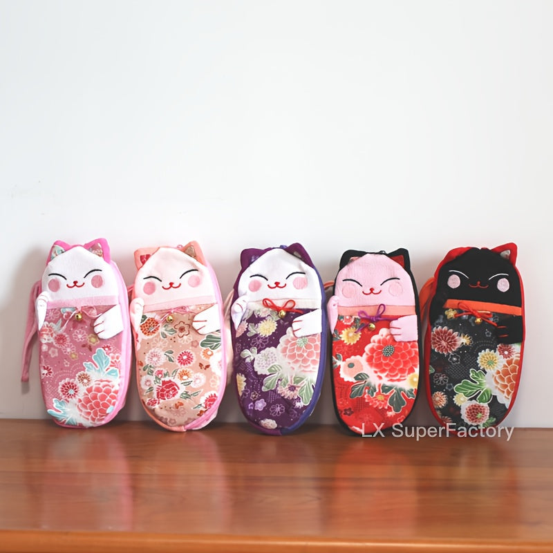 Estuche de tela suave para gafas con diseño de gato de la suerte y estuche para lentes incluido