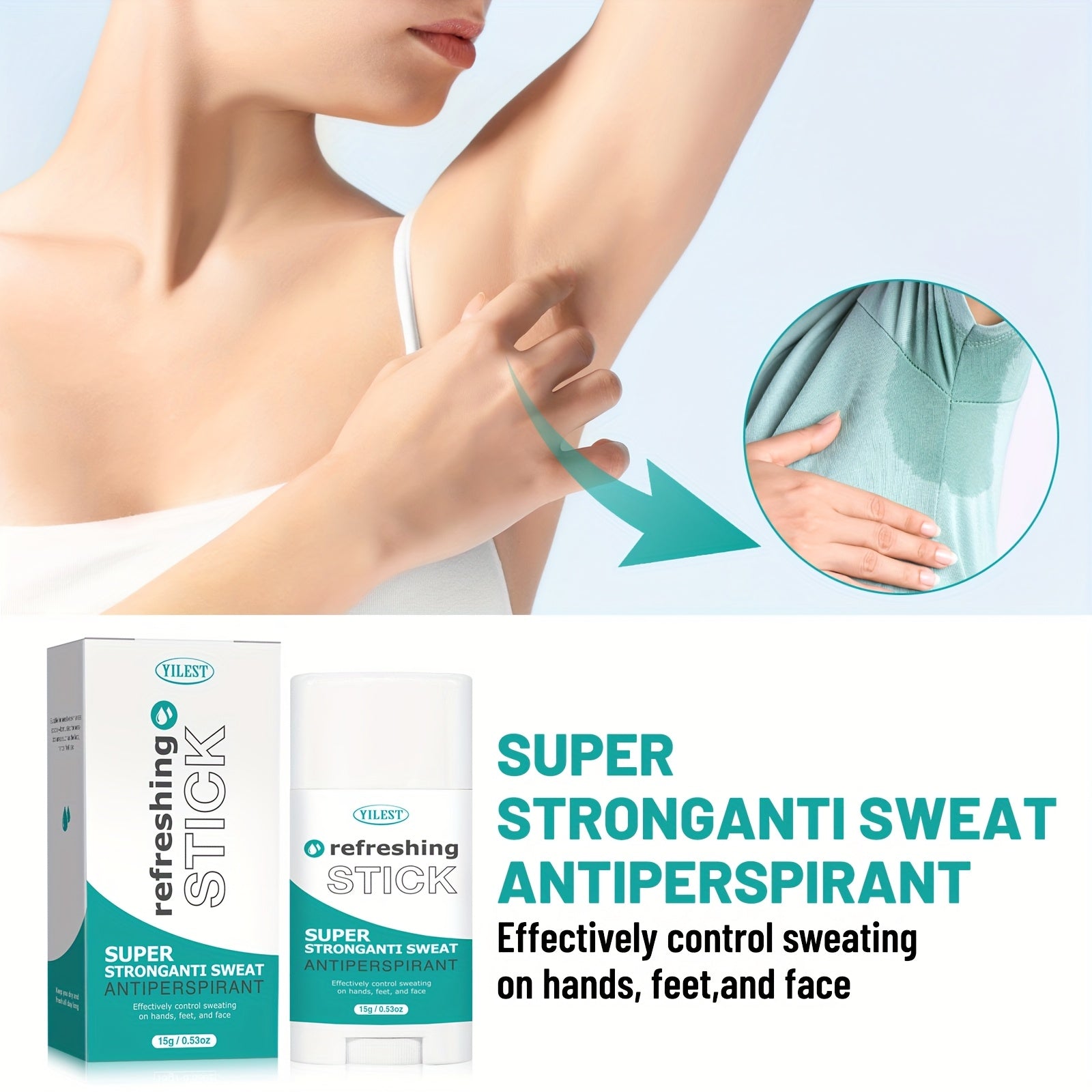 Yilest Super Strong Antiperspirant Stick контролирует потоотделение и нейтрализует запахи для ежедневного использования на руках, ногах, лице и подмышках.