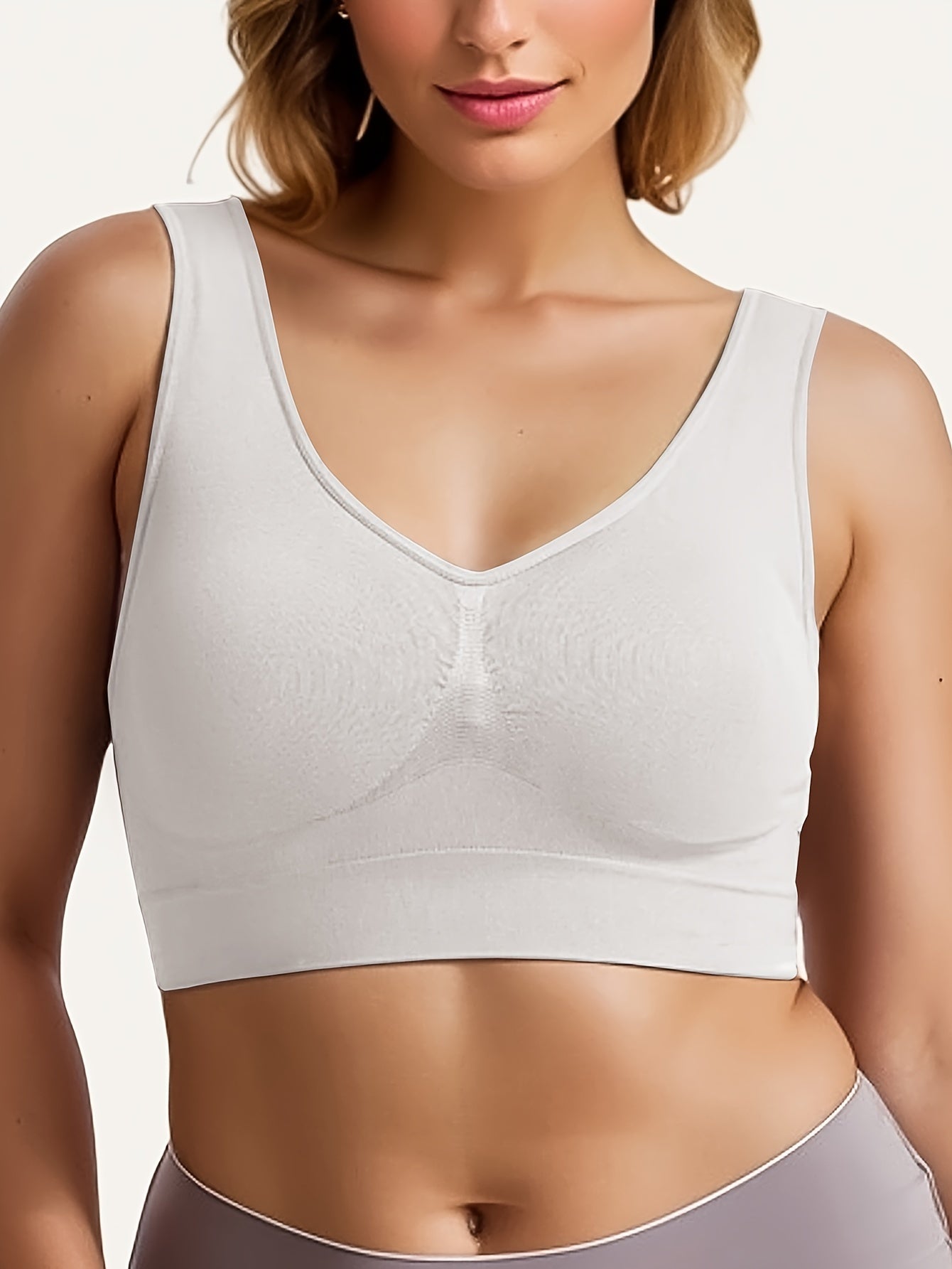 Wireless Full Coverage Seamless Tank Bra for Women with Push-Up Support