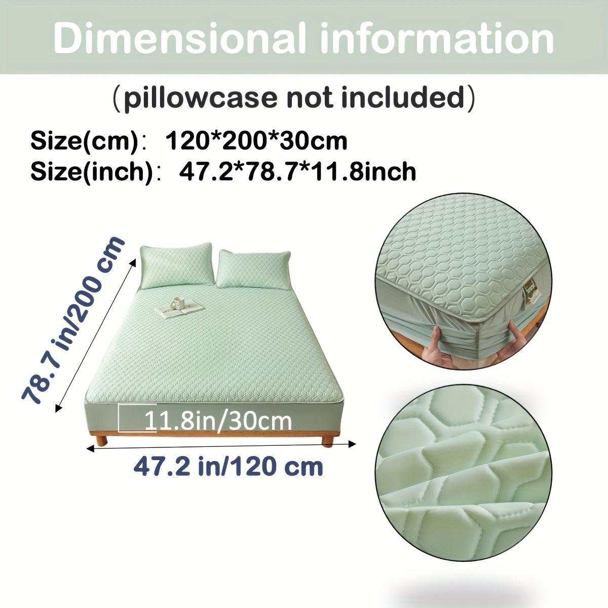 Muz his-tuyg'usi dizayni bilan Lateks Cool Matras Qoplamasi, Bir xil rang, Mashinada yuvish mumkin, Qalin tikilgan ip. Yotoqxonalarga, Talabalar yotoqxonalari, Mehmonxonalar uchun mos. Yostiq qoplamalari kiritilmagan.