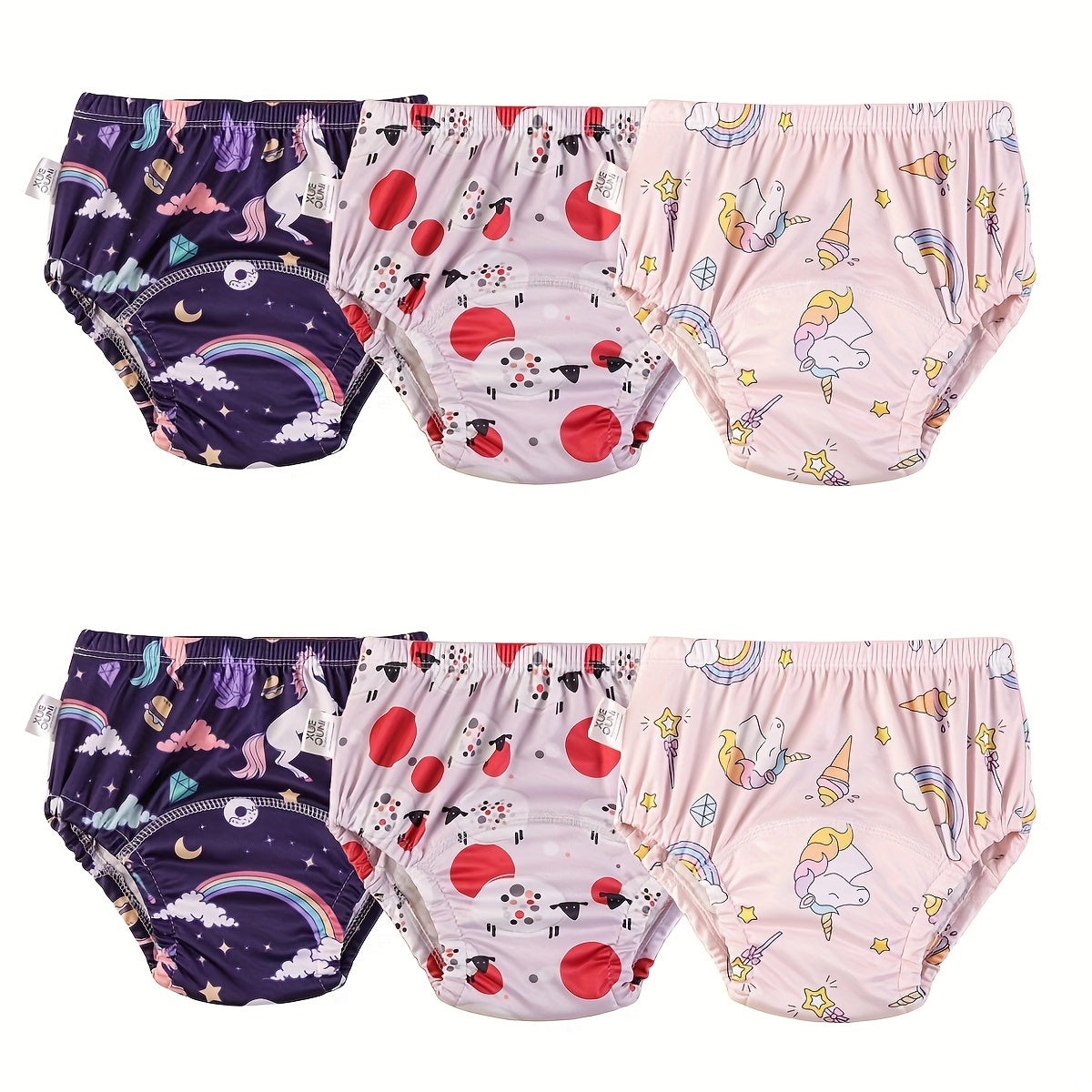 Reusable Baby Cloth Diapers 6-Pack Leakproof Pocket Training Pants for 0-3 Years