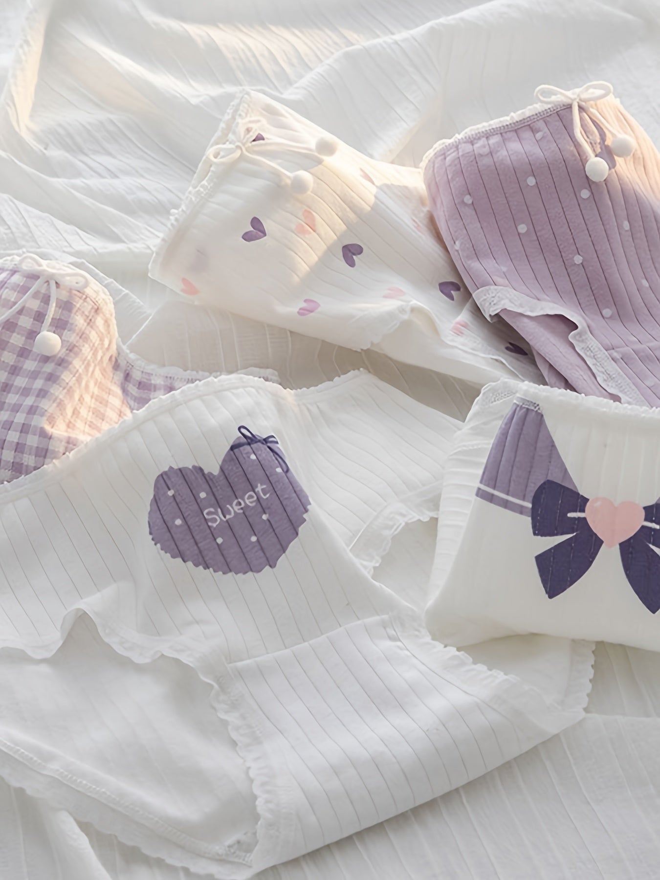 Women's Cotton Seamless Allover Print Briefs 5-Pack Breathable Comfortable Lingerie