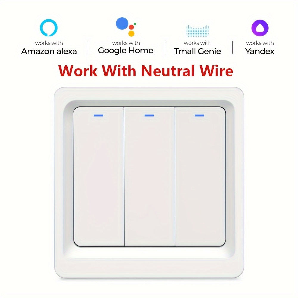 WiFi Smart Light Switch Single Pole App Voice Control Neutral Wire Required