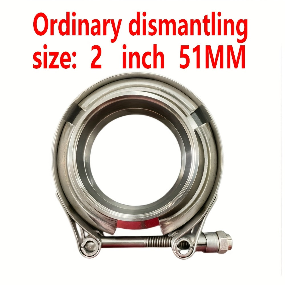 Avtomobil chiqindi quvurlari uchun zanglamaydigan po'latdan yasalgan V-boltli klamplar to'plami, turbo quvur uchun 5.08-7.62 sm