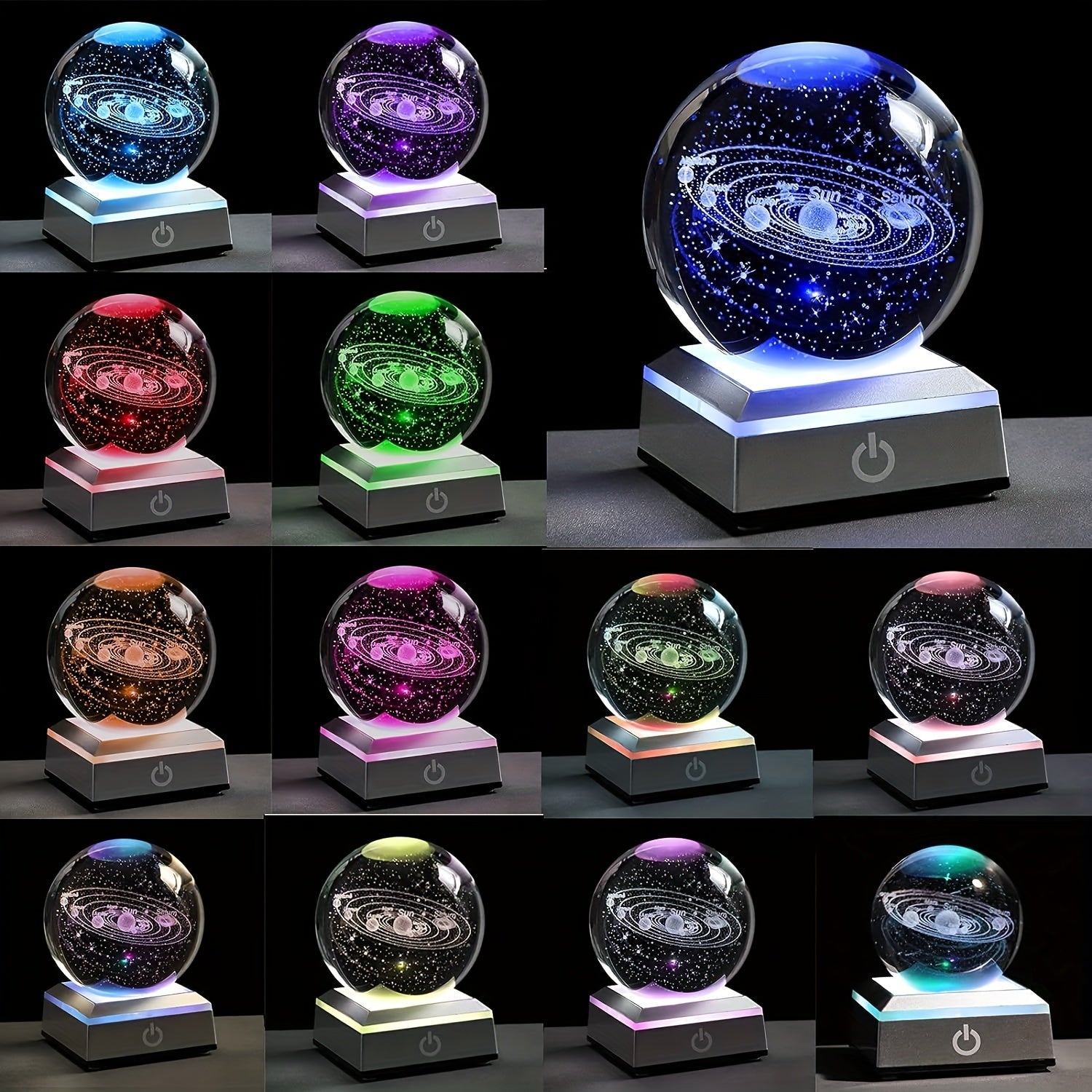 LED Light Base for 3D Crystals Touch-Sensitive Color Changing USB Rechargeable Acrylic Glass