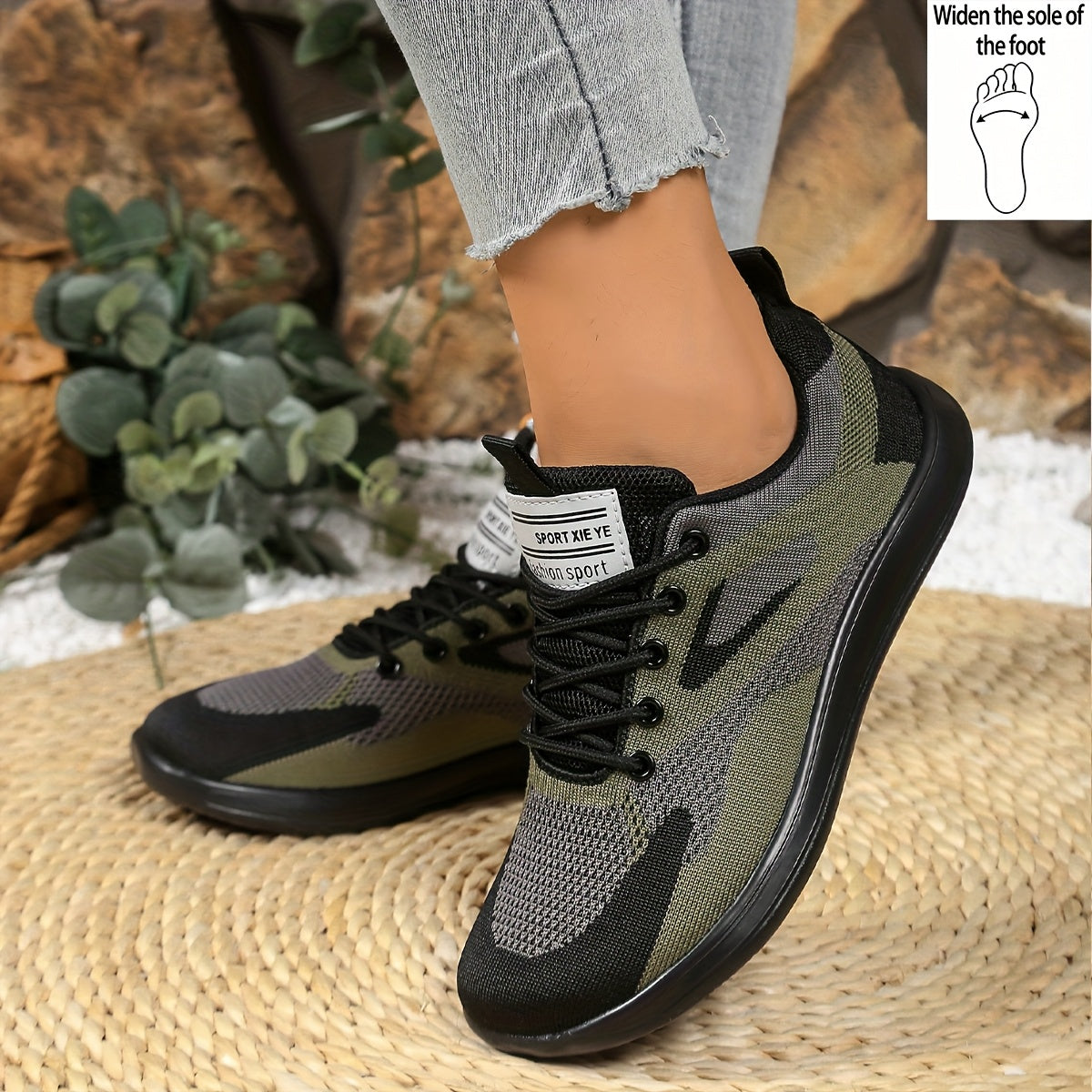 Women's Wide Platform Sneakers Breathable Fabric Running Shoes Black/Gray