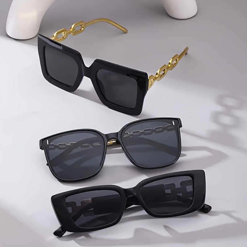 Black Polycarbonate Sunglasses with Gold Accents for Outdoor and Casual Wear